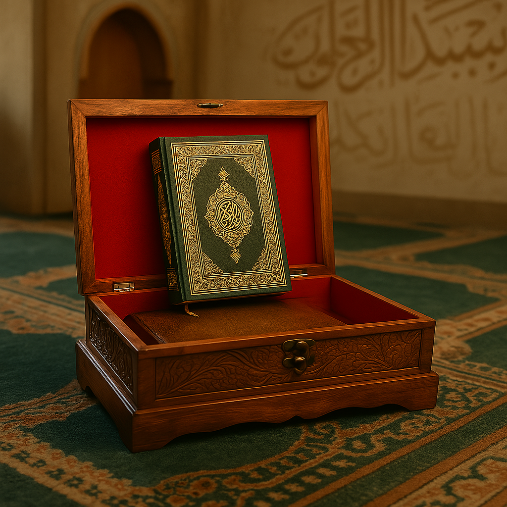 Wooden Handmade Holy Quran Box with Carved Work
