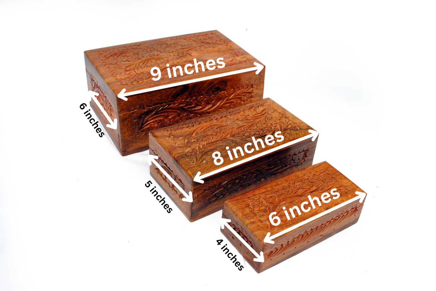 Wooden Handmade Jewelry Box with Carved Work