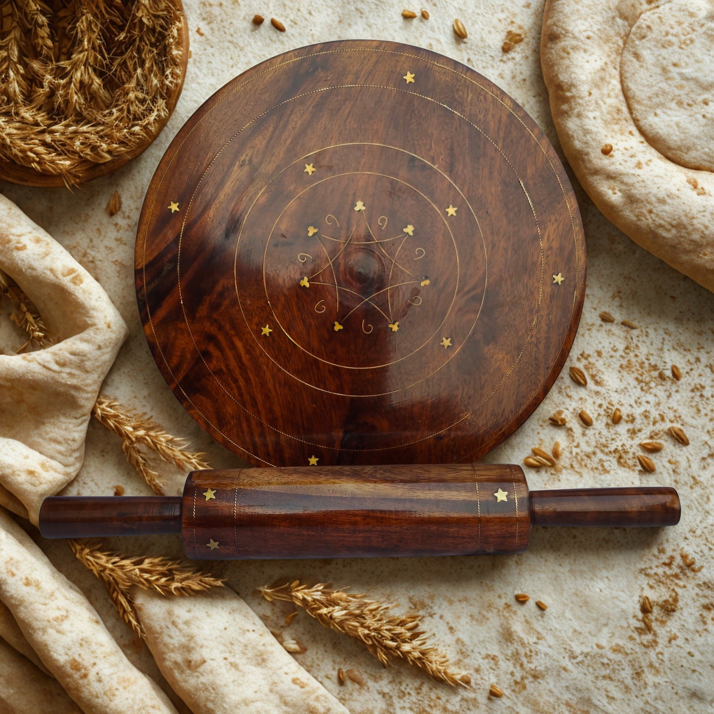 Handcrafted Sheesham Wood Chakla Belna Set – Traditional & Elegant