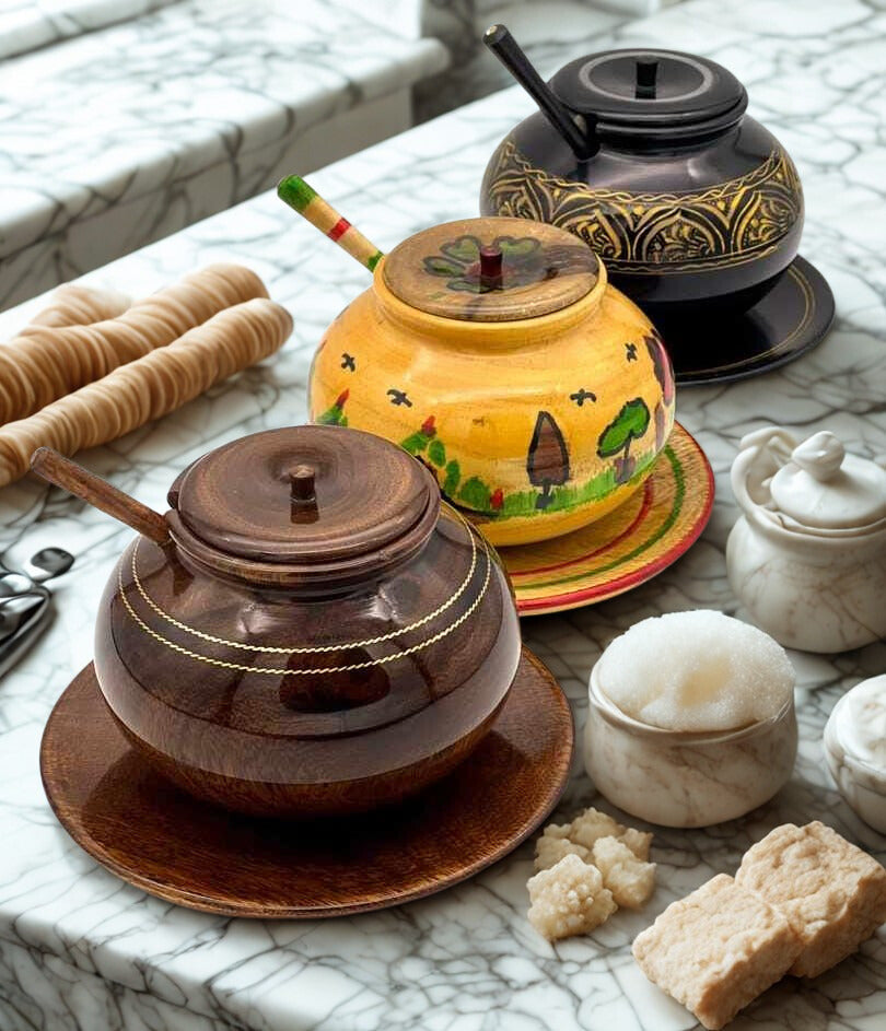 Handcrafted Wooden Sugar Pot