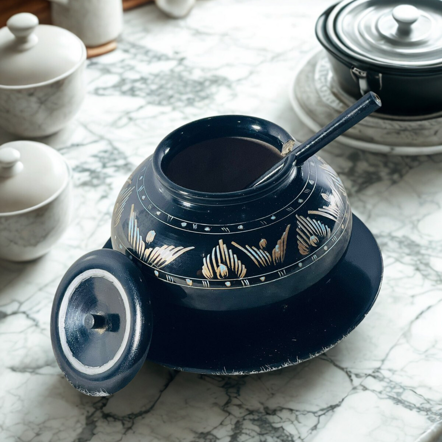 Handcrafted Wooden Sugar Pot