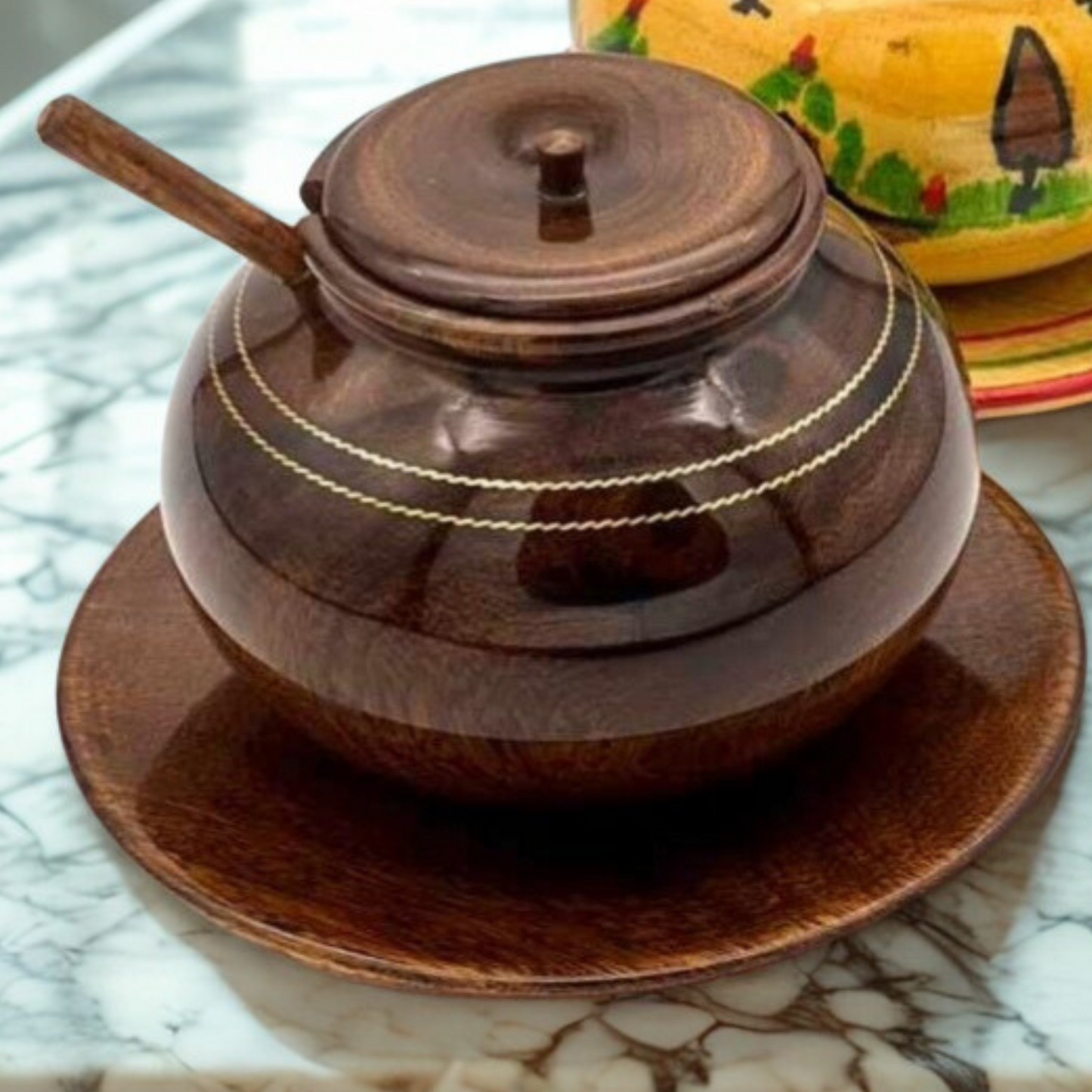 Handcrafted Wooden Sugar Pot